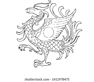 This is a vector illustration of various mythical beasts