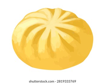 This is a vector illustration of a whole curry bun. It can be used as a visual asset or explanatory graphic for the hot snack menu items found in Japanese convenience stores.