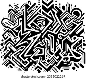 This vector image of a black abstract graffiti drawing with swirls and straight lines is an amazing and inspiring piece of art that you can share and admire. 