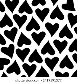 This is a vector image of black abstract graffiti with hearts.
