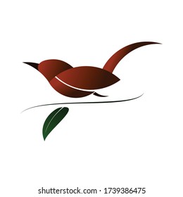 This is a vector image of a brown bird