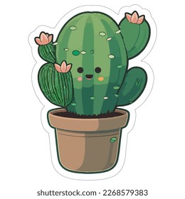This vector image of a cactus sticker features a contour for precision cutting on a plotter. Perfect for adding some desert vibes to any surface.