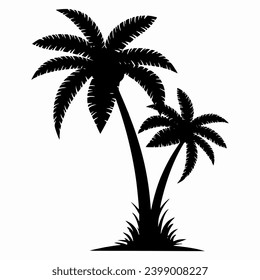 This is a vector image of a coconut tree in silhouette style, suitable for graphic design, an element in video editing, making presentations and also as an additional element to your illustration.