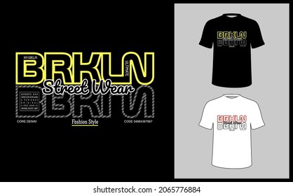 This vector image contains the words "BRKLYN, STREET WEAR" and a star. This image can be used for t-shirts or other graphic purposes.