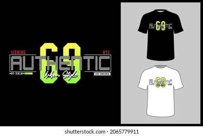 Esta imagen vectorial contiene las palabras "AUTHENTIC, 69, URBAN STYLE" y una estrella. Esta imagen se puede usar para camisetas u otros fines gráficos.