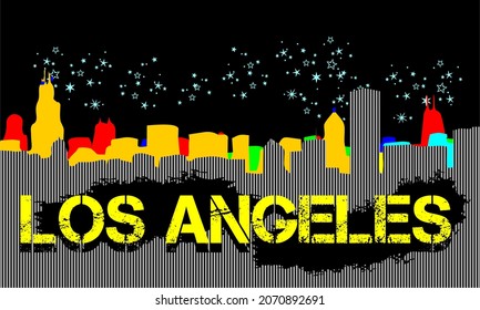 This vector image contains the words "LOS ANGELES" with a striped background. This image can be used for t-shirts or other graphic purposes.
...