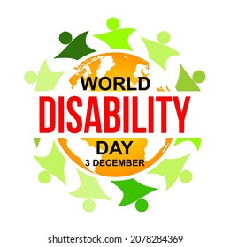 This vector image contains the words "WORLD DISABILITY DAY" .  This image can be used for t-shirts or other graphic purposes. 100% editable.