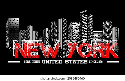 This vector image contains the words "NEW YORK UNITED STATES".  This image can be used for t-shirts or other graphic purposes.