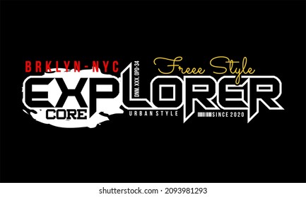 This vector image contains the words "BRKLYN-NYC EXPLORER" .  This image can be used for t-shirts or other graphic purposes. 