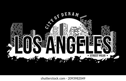 This vector image contains the words "CITY OF DREAM, LOS ANGELES" .  This image can be used for t-shirts or other graphic purposes. 