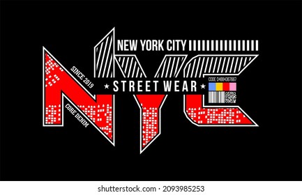 This vector image contains the words "NYC NEW YORK CITY" .  This image can be used for t-shirts or other graphic purposes. 