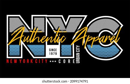 This vector image contains the words "NYC" and several supporting syllables.  This image can be used for t-shirts or other graphic purposes.