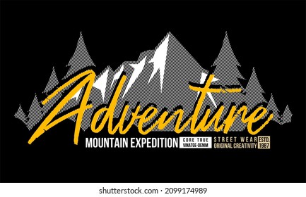 This vector image contains the words "ADVENTURE" and several supporting syllables.  This image can be used for t-shirts or other graphic purposes.