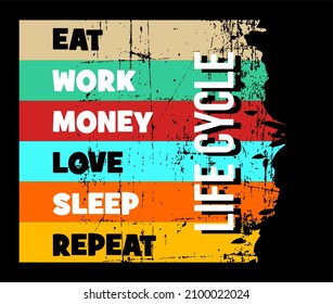 This vector image contains the words "LIFE CYCLE" and several supporting syllables.  This image can be used for t-shirts or other graphic purposes.
