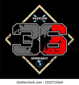 This vector image contains the words "36" and several supporting syllables.  This image can be used for t-shirts or other graphic purposes.