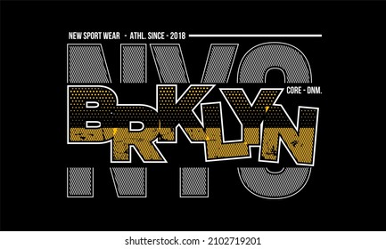 This vector image contains the words "NYC-BRKLYN" and several supporting syllables.  This image can be used for t-shirts or other graphic purposes.