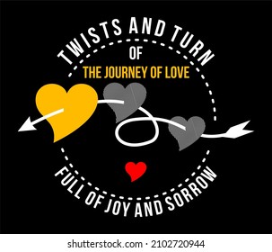 This vector image contains the words "TWISTS AND TURN" and several supporting syllables.  This image can be used for t-shirts or other graphic purposes.
