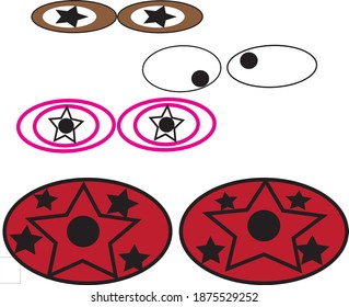 This vector image was created in the 21st century. Where this image describes the eye design for the latest animation is very different