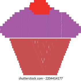 This vector image is an image of a cupcake. making the vector image using a pixel art design.