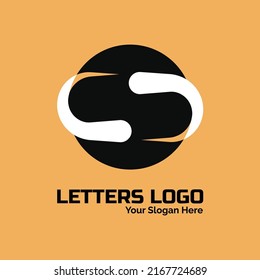 This vector image of a dark moon and clouds that make up the letter s can be used for a company logo or brand.