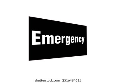 Esta Imagen de Vector muestra la palabra "Emergency" en texto blanco en negrita sobre un fondo geométrico negro. El diseño utiliza ángulos agudos y contrastes para un efecto llamativo.