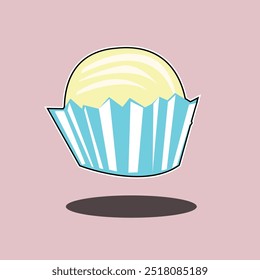 This vector image features a cute cartoon cake with vibrant colors and fun details. Ideal for use in party invitations, bakery logos, greeting cards, or any playful and sweet-themed design projects