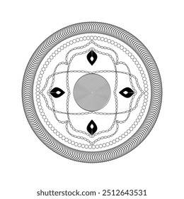 This vector image features a detailed mandala design with intricate geometric shapes and patterns, perfect for adding a touch of elegance and spirituality to your projects.