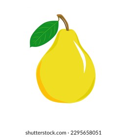 Dieses Vektorbild weist eine frische Birne mit einer hellgrünen Farbe und einer runden, leicht länglichen Form auf. Birnen sichtbar. Auf einer flachen Oberfläche mit weißem Hintergrund. Es gibt feine Schatten, die 