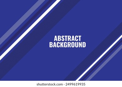 This vector image features a modern abstract background with a rich blue color palette. The design includes diagonal stripes in shades of red and white, creating a bold visual contrast.