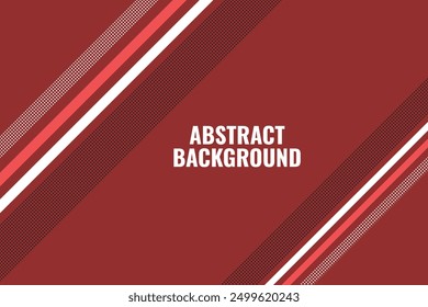 This vector image features a modern abstract background with a rich red color palette. The design includes diagonal stripes in shades of red and white, creating a bold visual contrast