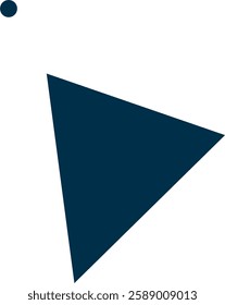 This vector image features a simple yet striking design consisting of a dark blue triangle pointing to the right. Above the triangle, there is a small dark blue circle. The overall composition is mini