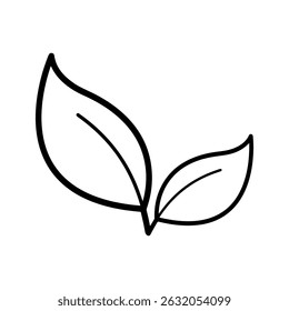 This vector image features two green leaves arranged harmoniously