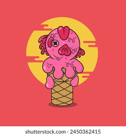 
This is a vector image of a fish character combined with ice cream which is very cute and kawai.