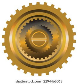This is a vector image of a golden gear, which can be made for a background design component or design material related to technology or machinery.