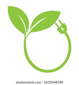 This vector image illustrates the concept of green electricity—clean, renewable energy sourced from environmentally friendly methods