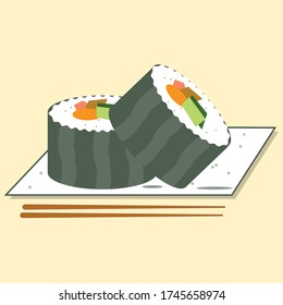 Esta es una imagen vectorial de la comida japonesa, a saber "sushi".
