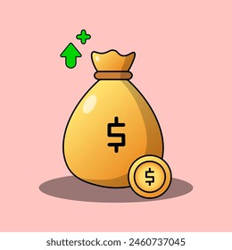 this is a vector image of a money bag symbol of increasing money.