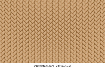 This is a vector image of a realistic knitted pattern in natural tones, with willow elements. Ideal for creating textured background designs