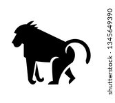 This vector image shows an african baboon in glyph style icon design.