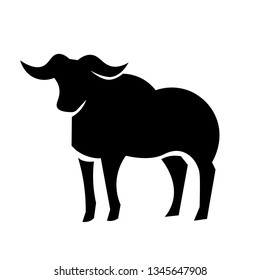 This vector image shows an African buffalo in glyph design icon style.
