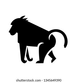 This vector image shows an african baboon in glyph style icon design.