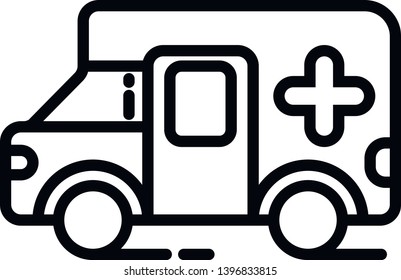 This vector image shows a ambulance icon in glyph style. It is isolated on a white background.