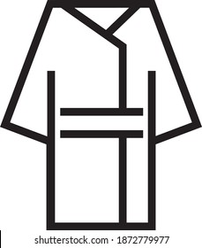 This vector image shows a bathrobe icon in glyph style. It is isolated on a white background.