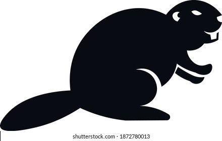This vector image shows a beaver icon in glyph style. It is isolated on a white background.