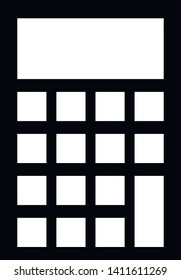 This vector image shows a calculator icon in glyph style. It is isolated on a white background.