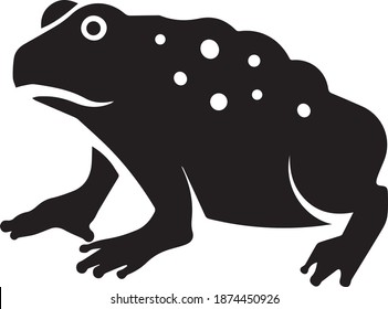 This vector image shows a cane toad icon in glyph style. It is isolated on a white background.