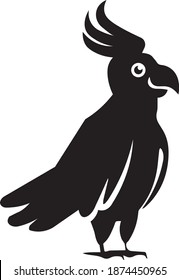 This vector image shows a cockatoo icon in glyph style. It is isolated on a white background.