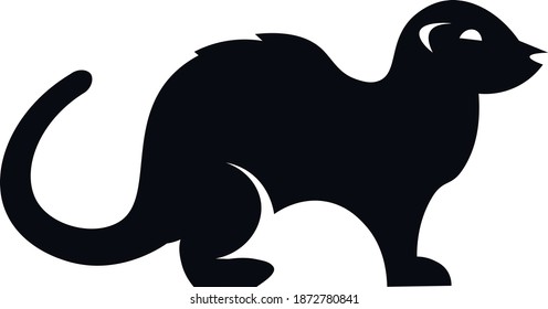 Esta imagen vectorial muestra un icono de hurón en estilo glifo. Está aislado en un fondo blanco.
