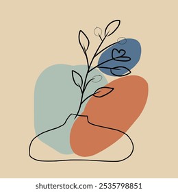 This vector image shows a flower in a small pot. very aesthetic image