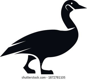 This vector image shows a goose icon in glyph style. It is isolated on a white background.